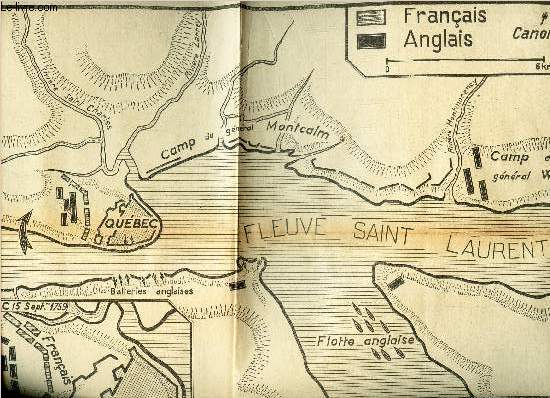 1 CARTE : SIEGE DE QUEBEC PAR LES ANGLAIS - en noir et blanc - de dimension 40 Cm X 27 Cm environ.