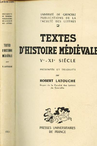 TEXTES D'HISTOIRE MEDIEVALE - Ve - XIe SIECLE