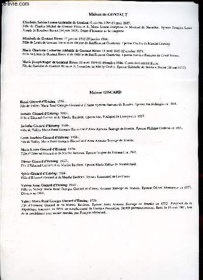 GENEALOGIE DE : MAISON DE Gaste, Gelas, Georges Picot, Giscard, Gontaud, Gonzague, Goyon - Grimaldi de Monaco, Grailly, Grece, Grimaldi, Grolee, Guillermo / (ensemble de documents de recherches).