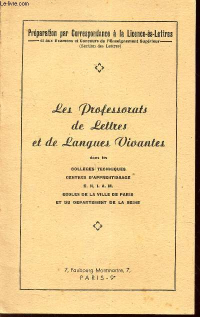 LES PROFESSORATS DE LETTRES ET DE LANGUES VIVANTES -
