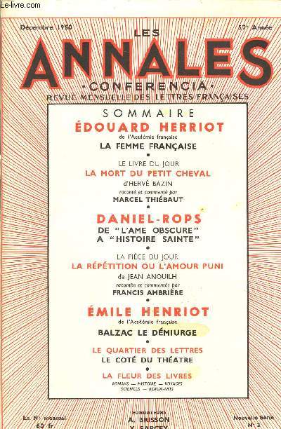 LES ANNALES CONFERENCIA - N2 - 57e anne / Decembre 1950 / Edouard Herriot - A lfemme francaise / 