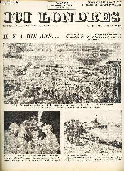 ICI LONDRES - N330 - 4 JUIN 1954/ IL Y A DIX ANS ... / LES MEMOIRES DE WINSTON CHURCHILL /