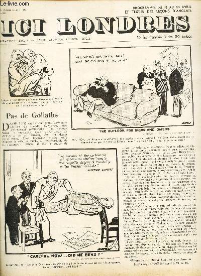 ICI LONDRES - N323 - 16 AVRIL 1954 / PAS DE GOLIATHS / CIVILISATION ET FOLIE / etc...