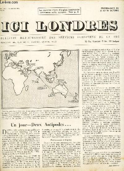ICI LONDRES - N295 - 24 SEPTEMBRE 1953 / UN JOUR - DEUX ANTIPODES ... / LE KENT / RECORD DES 26 Kms SUR TROTTINETTE / GAQTRONOMIE A L'ANGLAISE / VERTE ECOSSE / ROIS DES FROMAGES etc..