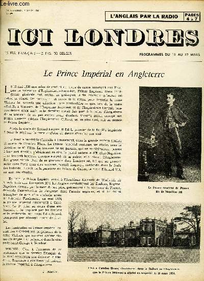ICI LONDRES - N422 - 9 MARS 1956 / LE PRINCE IMPERIAL EN ANGLETERRE / LE KENYA, PAYS D'AVENIR / etc...