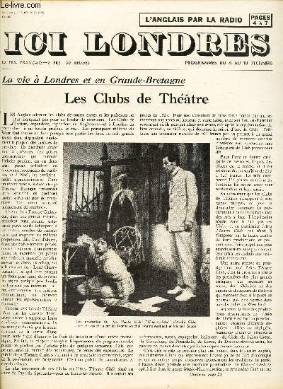 ICI LONDRES - N408 - 2 DECEMBRE 1955 / LES CLUBS DE THEATRE / L'INTELLIGENCE EST ELLE INDEPENDANTE DE L'HEREDITE? etc..