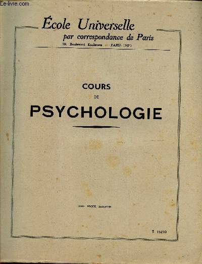 COURS DE PSYCHOLOGIE.