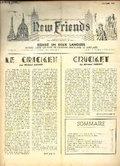 NEW FRIENDS - N8 - OCT 1950 / Le crcket par M Harvey / L'hlicoptere dans la contre le feu - Monnaies, poids et mesures anglais / Le Brabazon / Le Comt d'Antrim / L'Histoire du 