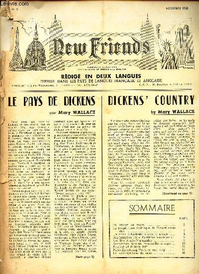 NEW FRIENDS - N9 - NOV 1950 / Le pays de Dicken / du cricket au rugby / La temperature fantasque de l'Ouest canadien / Un arbre d'Australie couvre le monde / Southampton : le 