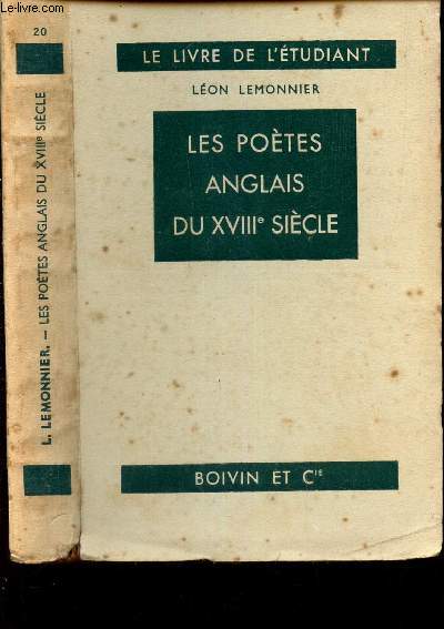 LES POETES ANGLAIS DU XVIIIe SIECLE / N20 DE LA COLLECTION 