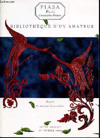 CATALOGUE AUX ENCHERES - BIBLIOTHEQUE D'UN AMATEUR - Livres romantiques - Editions originales modernes / A DROUOT LE 27 FEVRIER 1998