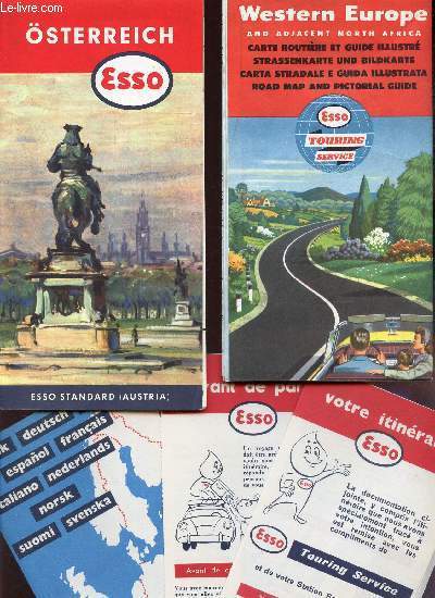 2 CARTES DEPLIANTES COULEURS DE : Carte routiere de WESTERN EUROPE + AUSTRIA / + 3 depliants.