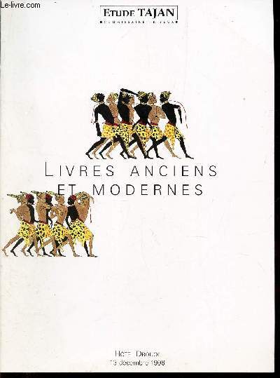 CATALOGUE VENTE AUX ENCHERES : LIVRES ANCIENS ET MODERNES - HOTEL DROUOT - 13 DECEMBRE 1996.