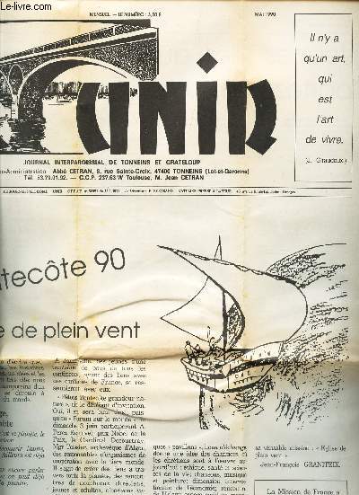 UNIR - N214 - 20e anne - mai 1990 / Pentecote 90 - Eflise de plain vent / Jeunes filles au pair, partez gagnantes! / Immigrayion et Fraternit Universelle ...