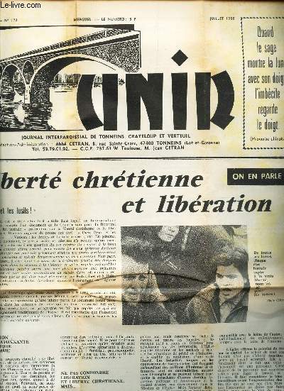 UNIR - N172 - 16e anne - juil 1986 / Libert chretienne et liberation / Aux frontieres de soi-mme - Les hommes plus que les pierres / Un enfant nous dit l'Afrique! / etc..