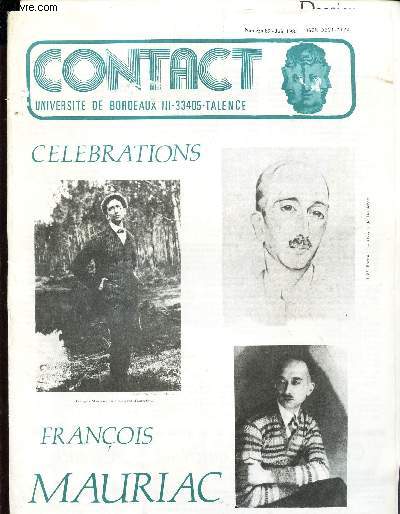CONTACT - N89 - juin 1985 / CELEBRATIONS FRANCOIS MAURIAC..