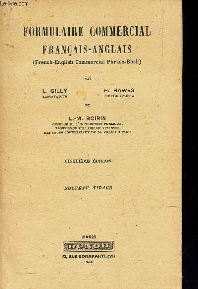 FORMULAIRE COMMERCIAL ANGLAIS-FRANCAIS . / 5e EDITIN - NOUVEAU TIRAGE.