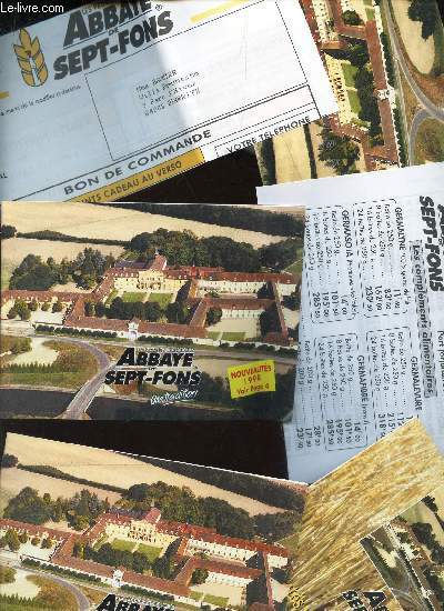 2 ENVELOPPES PUBLICITAIRES AVEC FLYER ET CARTE POSTALE DE L'ABBAYE DE SEPT-FONS. (03290 DOMPIERRE)