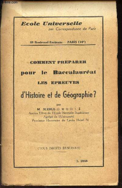 COMMENT PREPARER POUR LE BACCALAUREAT LES EPREUVES D'HISTOIRE ET DE GEOGRAPHIE?.