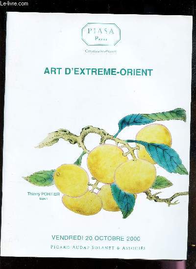 Catalogue de vente aux encheres : ART D'EXTREME-ORIENT provenant des collections de M. X, de M. Y et a divers amateurs / 20 octobre 2000 - DROUOT (voir descriptif detaill)