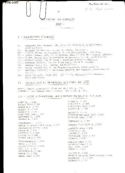 C.G. SUD OUEST - BULLETINS N11 + 12 + 13 / REPERTOIRES DES FAMILLES 1983 - 1982- 1984- 1985 (LISTE ALPHABETIQUE DES NOUVEAUX MEMBRES DU CGSO