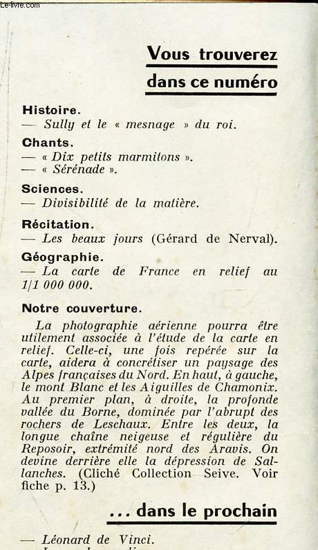 DOCUMENTS POUR LA CLASSE - N132 - 28 mars 1963 / Sully et le 