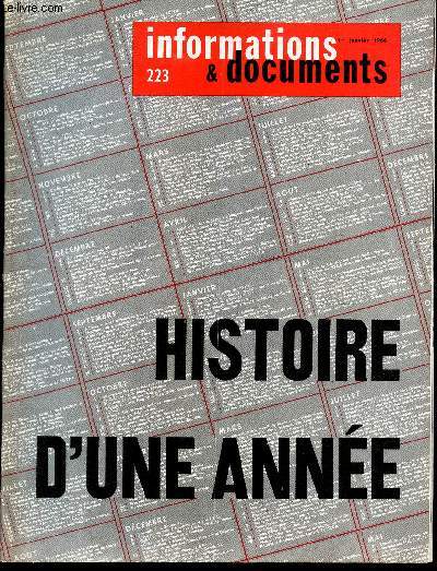 INFORMATIONS & DOCUMENTS - N223 - 1er JANV 1966 / HISTOIRE D'UNE ANNEE ....