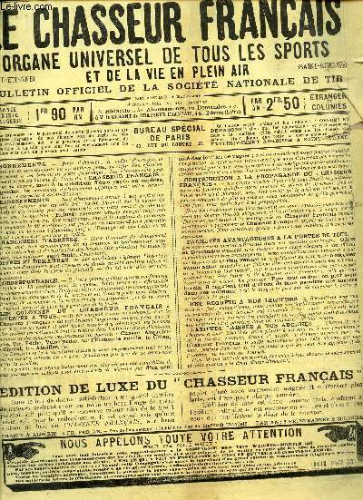 LE CHASSEUR FRANCAIS - N223 - 1er decembre 1902 / Chasse - Le chien -Causerie veterinaire - Tir - peche - Velocipedie - Sport automobile / Photographie / Colombophilie / A la campagne etc..
