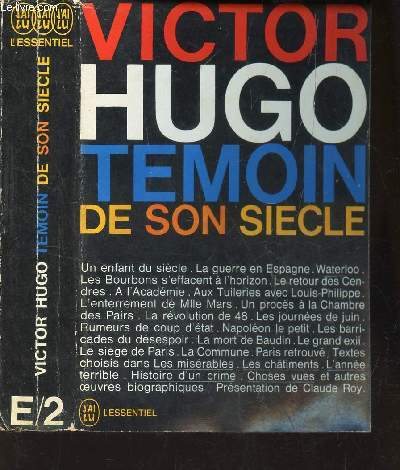 VICTOR HUGO, TEMOIN DE SON SIECLE / SPECIMEN.