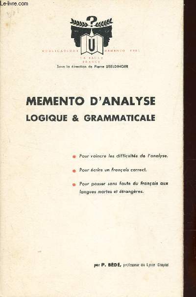 MEMENTO D'ANALYSE LOGIQUE & GRAMMATICALE
