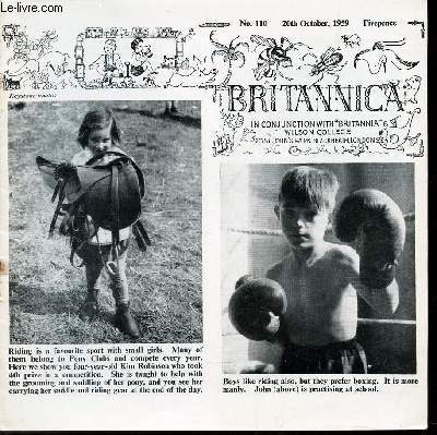 BRITANNICA - N110 - 20th october 1959 / Charlie ... junior (74) / A visit to westminster / Life at a prep... school (10) / Son of robin hood (2) / The death of... the earl of Warwick / etc...
