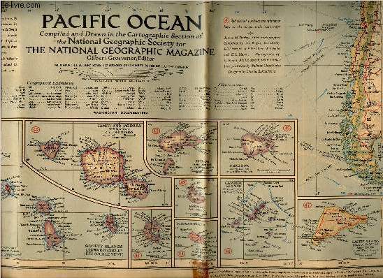 1 CARTE DEPLIANTE COULEUR DE : PACIFIC OCEAN - DE DIMENSION DE 70 Cm X 77 Cm environ.