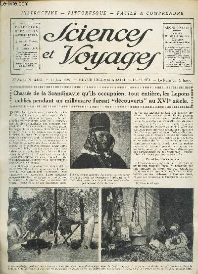 SCIENCES EET VOYAGES - Xe anne - N460 - 21 juin 1928 / Chasss de la Scandinavie qu'ils occupaient tout entere, les Lapons oublis pendant un millenaire furent 