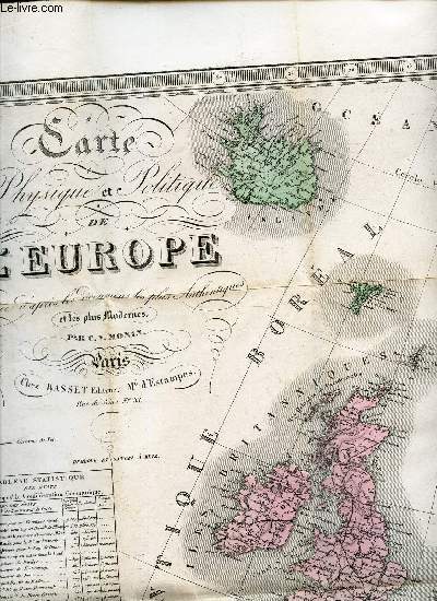 1 CARTE DEPLIANTE en couleur DE : CARTE PHYSIQUE ET POLITIQUE DE L'EUROPE