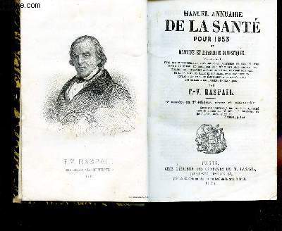 MANUEL ANNUAIRE DE LA SANTE POUR 1853 ou Medecine et pharmacie domestiques -