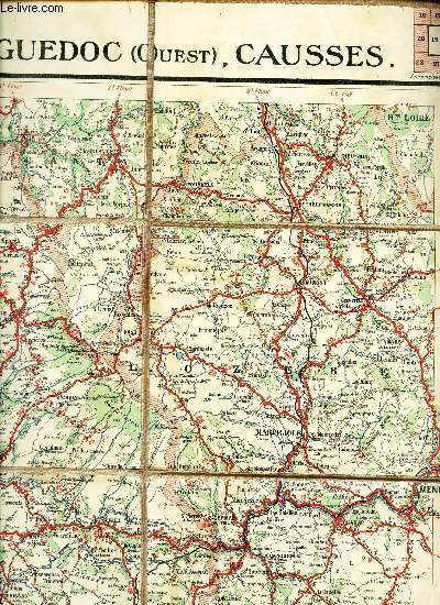 1 CARTE DEPLIANTE TOILEE EN COULEURS N19 - CARTE ROUTIERE LANGUEDOC (OUEST) , CAUSSESECHELLE : 1 : 250.000.