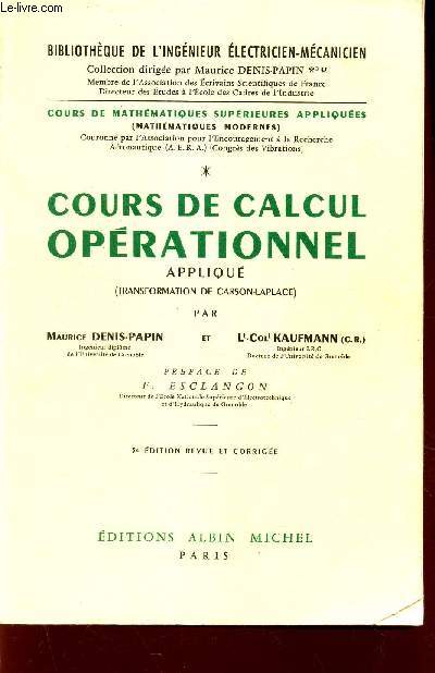 COURS DE CALCUL OPERATIONNEL APPLIQUE - (TRANSFORMATION DE CARSON-LAPLACE)