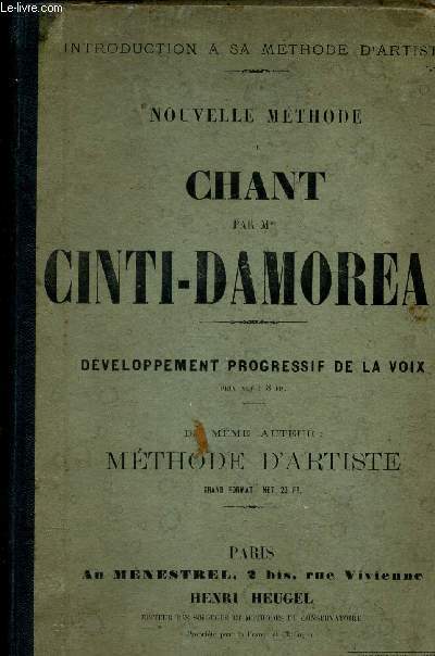 NOUVELLE METHODE DE CHANT INTRODUCTION A SA METHODE D'ARTISTE ET A LA GRANDE METHODE DE CHANT DU CONSERVATOIRE