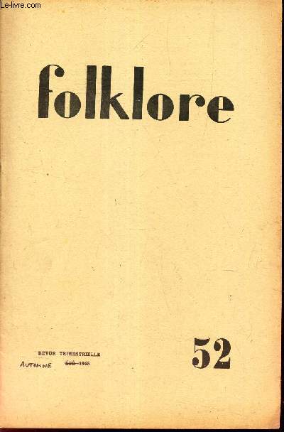 FOLKLORE - 52 - AUTOMNE 1948.