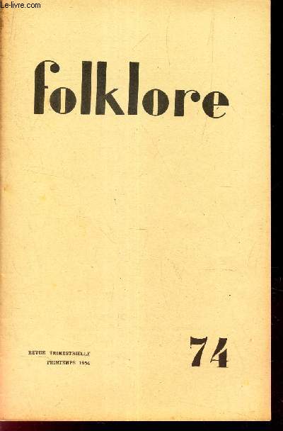 FOLKLORE - 74 - PRINTEMPS 1954