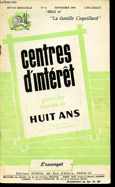CENTRES D'INTERET - SERIE A - N2 - NOVEMBRE 1960 - 