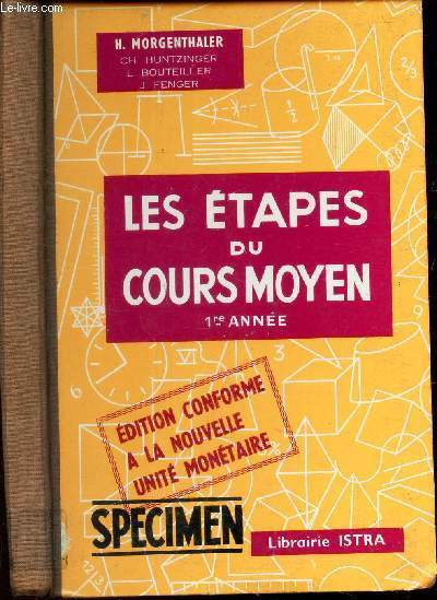 LES ETAPES DU COURS MOYEN - 1ere ANNEE - MANUEL DE CALCUL / SPECIMEN