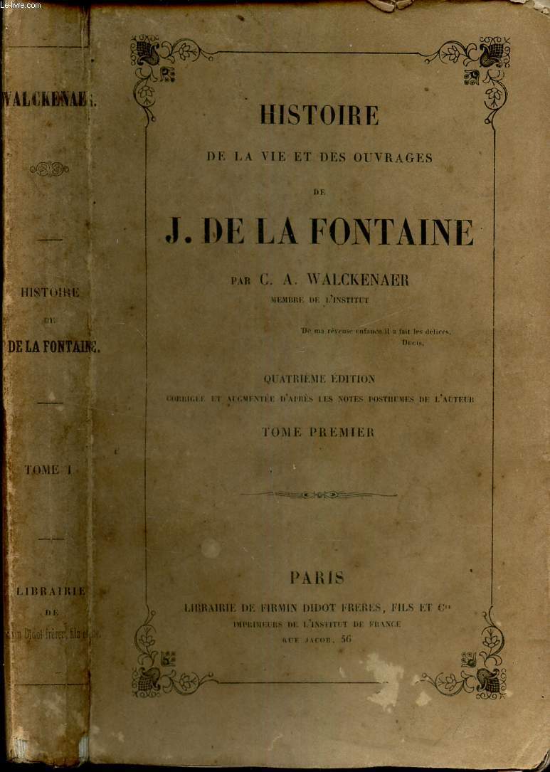 HISTOIRE DE LA VIE ET DES OUVRAGES DE J. DE LA FONTAINE
