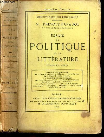 ESSAIS DE POLITIQUE ET DE LITTERATURE - PREMIERE SERIE