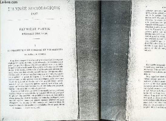 LA PROHIBITION DE L'INCESTE ET SES ORIGINES (PHOTOCOPIE DE L'OUVRAGE).