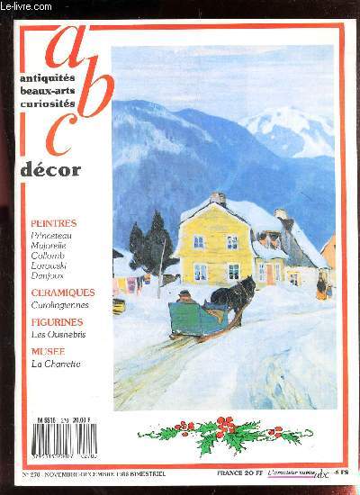ABC - N270 - NOV-DEC 988 / Decor : peintres : Princeteau - Majorelle - Collomb - Lorowski - Danjoux / Ceramiques: Carolingiennes / figurines : Les Oushebtis / Muse : La Charrette