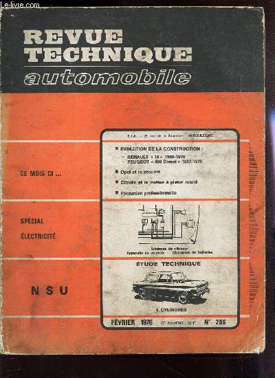 REVUE TECHNIQUE AUTOMOBILE N 286 FAVRIER 1970