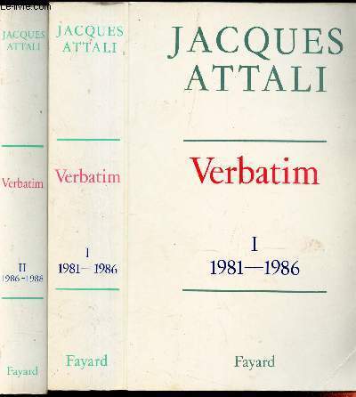 VERBATIM I : 1981-1986 / II : 1986 - 1988 / 2 VOLUMES : TOME 1 ET 2