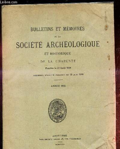BULLETINS ET MEMOIRES DE LA SOCIETE ARCHEOLOGIQUE ET HISTORIQUE DE LA CHARENTE