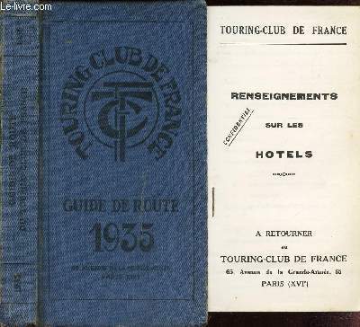 GUIDE DE ROUTE - 1935 - DU TOURNING CLUB DE FRANCE